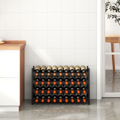 Wine Rack Freestanding Floor (Black Finish 4-tier Without Glass Holder)