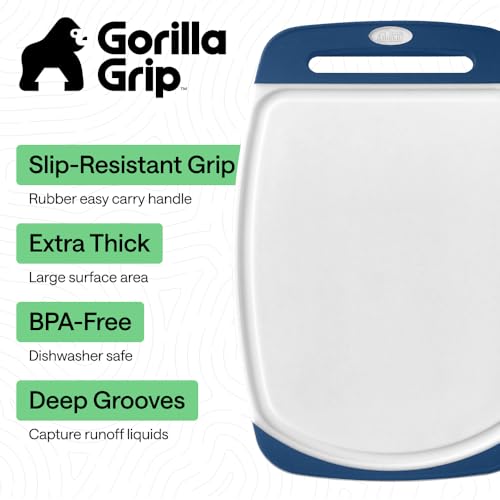 BPA Free Reversible Kitchen Cutting Board (Blue/White / Large (Pack of 3))