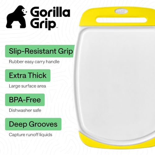 BPA Free Reversible Kitchen Cutting Board (Lemon/White / Large (Pack of 3))