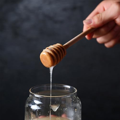 50 Pcs Wooden Honey Dipper Stick Collecting Dispensing Drizzling Jam Portable Wedding Party (15cm)
