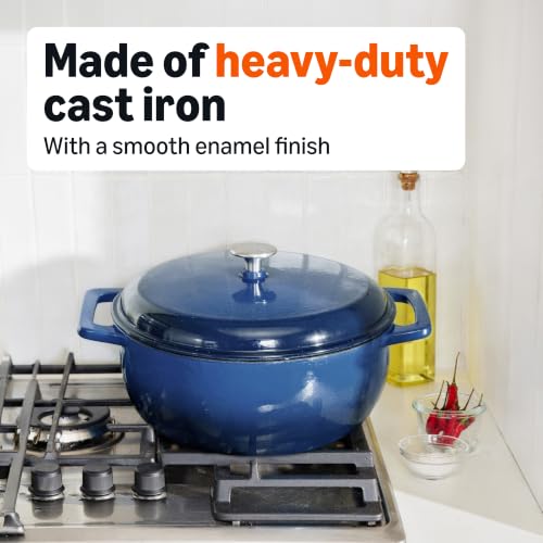 Enameled Cast Iron Dutch Oven Pot with Lid (Navy / 7.3-Quart)