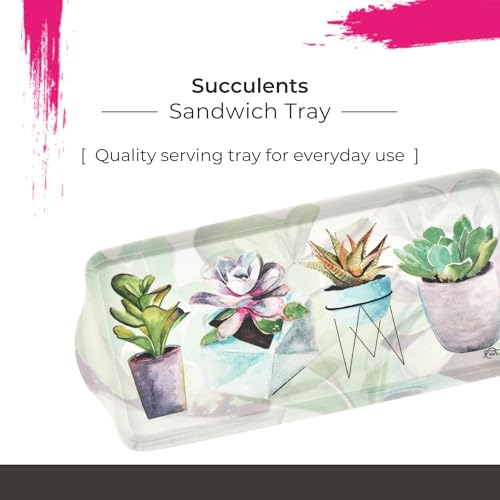 Succulent Sandwich Tray Decorative Rectangular Melamine (15.1" x 6.5" x 1" / Succulents)