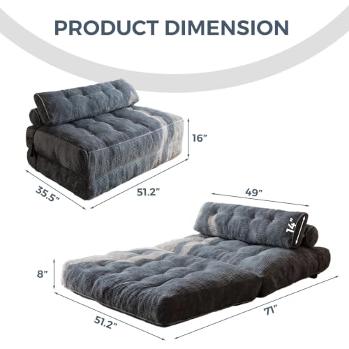 Folding Sofa Bed (Dark Grey / Full)