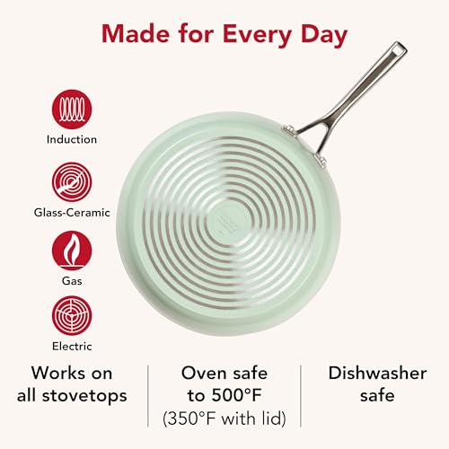 Hard Anodized Ceramic Induction Nonstick Cookware Frying Pan (Pistachio / 12.25-Inch)