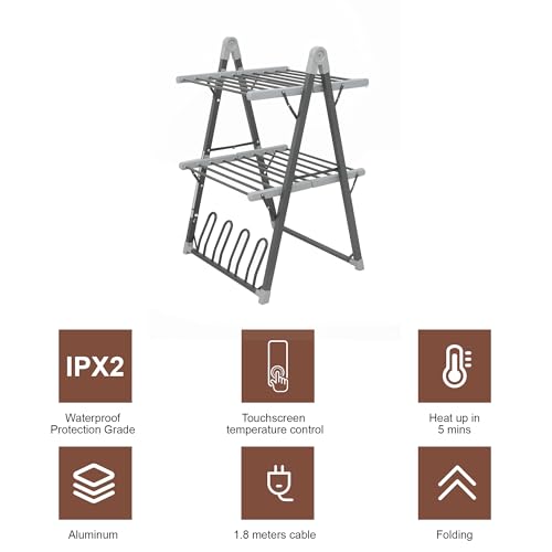 Heated Clothes Drying Rack Foldable Timer Shoes Socks