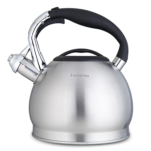Whistling Stovetop Tea Kettle Food Grade Stainless Steel Hot Water Tea Pot With Loud Whistle (2.4 Quarts)