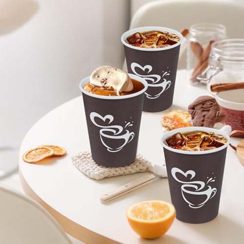 1000 Count 12 oz Paper Coffee Cups Disposable Hot Coffee Cup Brown (Brown / 12OZ-1000 Pack)