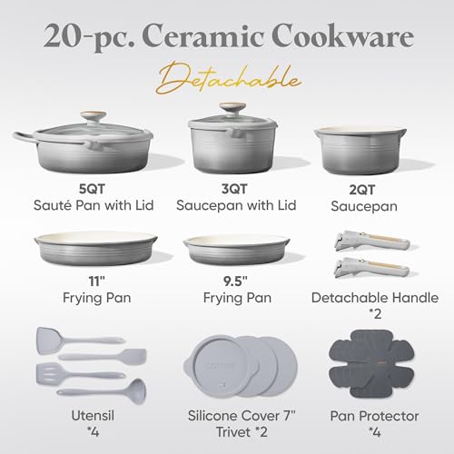 20pcs Titanium Cookware Set (Gradient Grey)