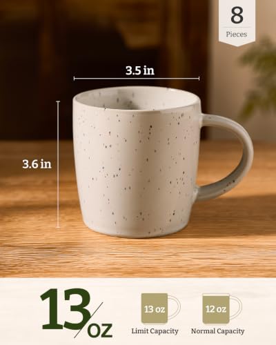 Coffee Mugs Set of 8 (Meteor-Creamy White / 8 Count (Pack of 1))