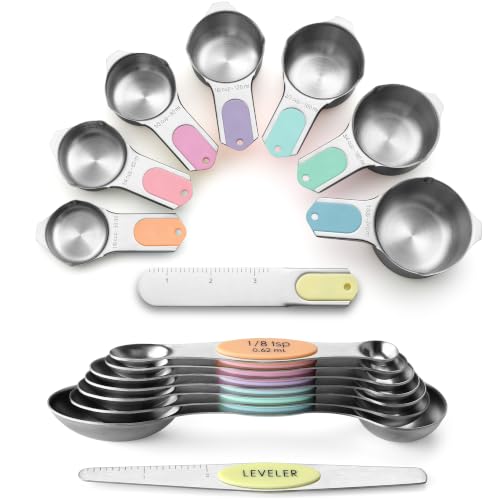 Magnetic Measuring Cups & Spoons Set of 15 w (Pastel)