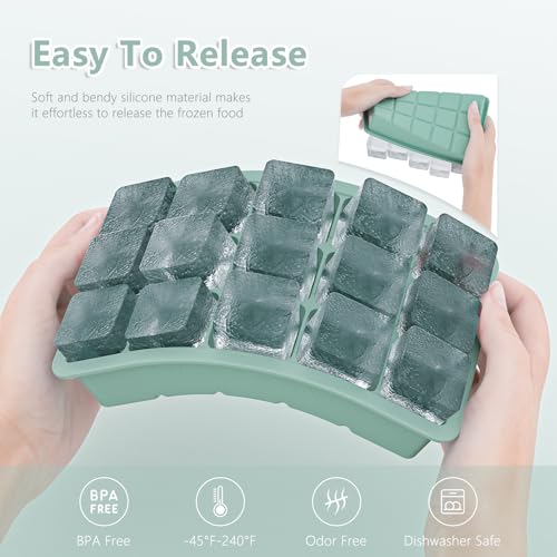 Silicone Ice Cube Tray 3 Pack (Ice Cube Tray 3 Pack / Blue+Mint Green+Pink)