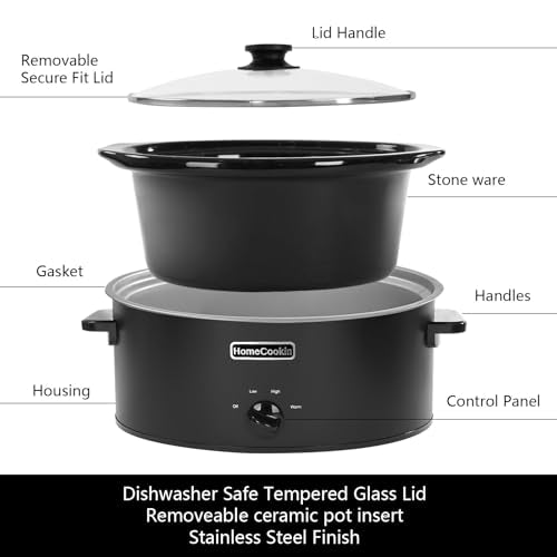 6 Quart Slow Cooker Oval Manual Pot Food Warmer with 3 Cooking Settings