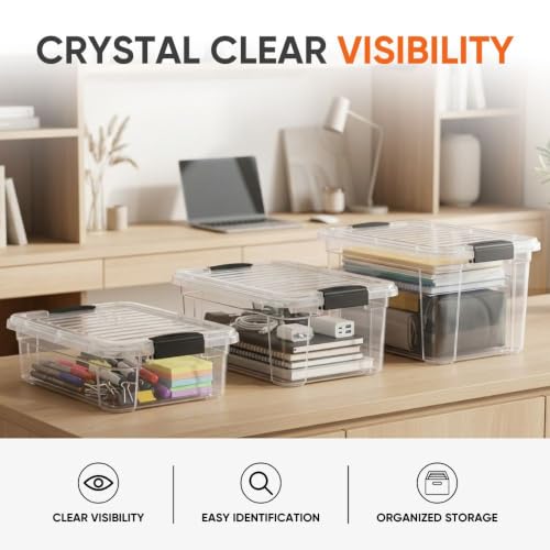 8.7 Quart Clear Plastic Storage Boxes with Lids (8.7 Quart)