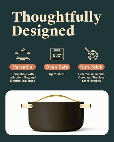 Non Stick Ceramic Dutch Oven Pot with Lid (Black)
