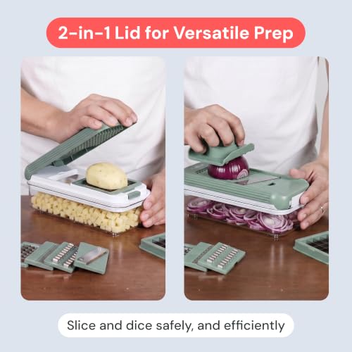Essential Vegetable Chopper & Mandoline Slicer (Green)