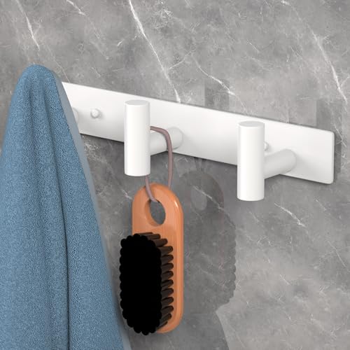 Wall Mounted Coat Rack (White / 3 "T" Hooks, 2PACK)