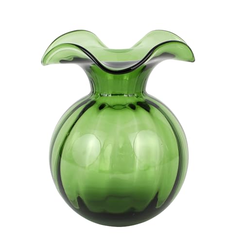 Hibiscus Glass Dark Green Medium Fluted Vase (Medium / Dark Green)