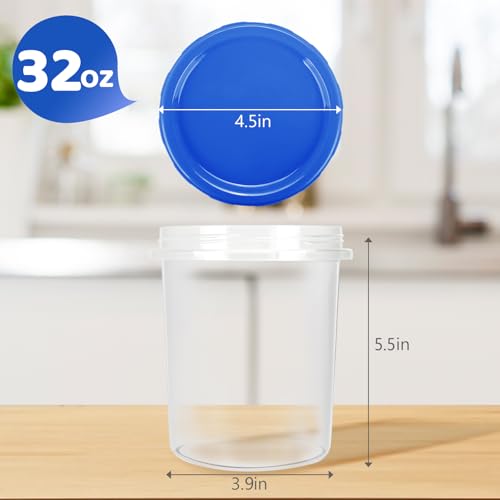 Heavy Duty Airtight Plastic Containers with Twist Top Lids (32oz-6 pack)
