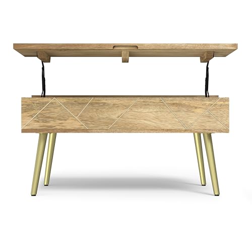 Jager 36" Wide Solid Mango Wood Lift Top Coffee Table in Natural