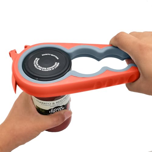 Jar Opener & Bottle Opener for Seniors with Arthritis (Orange)