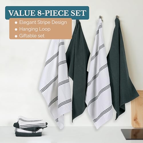 Kitchen Towel Set 8 Pc (Terry - Grey / Kitchen Towel Set - 8 Pack)
