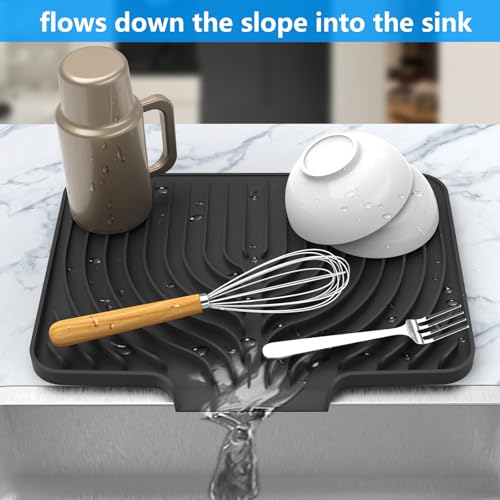 Dish drying mats for kitchen counter (14.6"×11" / Black)