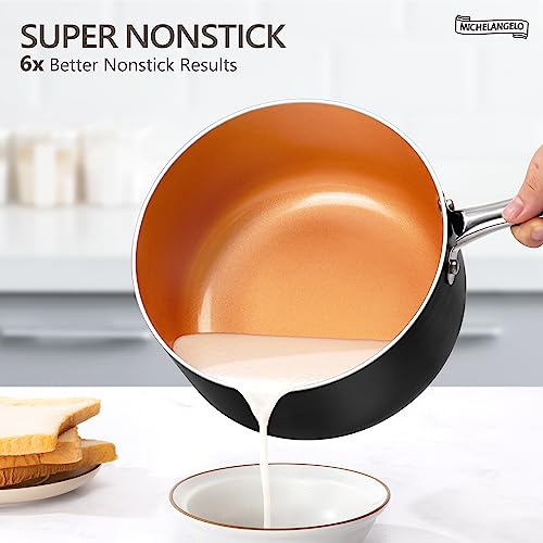 Saucepans 2QT & 3QT Copper Saucepan Set With Non (2+3 Quarts)
