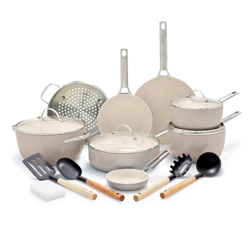 Padova Hard Anodized Healthy Ceramic Nonstick 17 Piece Cookware Set (17 Piece Cookware Set / Taupe)