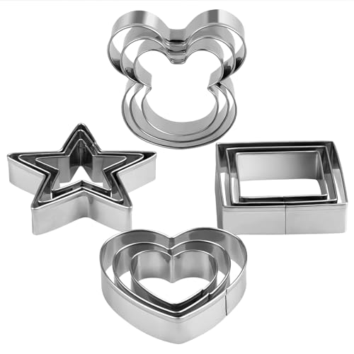 Metal Cookie Cutters Set (12 Heart Square Star)