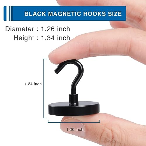 Magnetic Hooks Magnet Hook for Cruise Cabins 130LBS (Black / 1.26in)