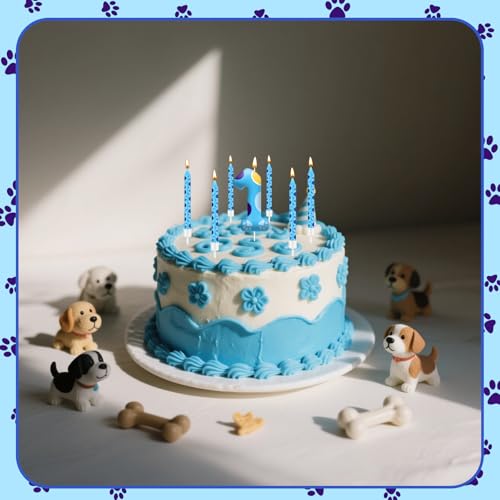 13PCS Blue Dog Paw Birthday Candles Set Cake Topper Numeral Birthday Candles for Boy Girl Dog Paw Decoration (13 Count)