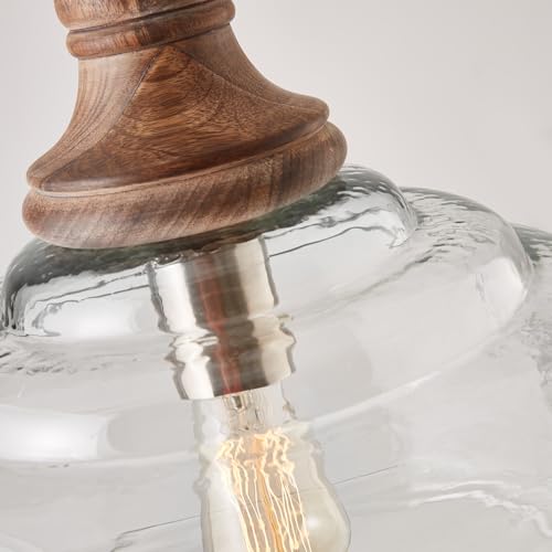 Capital Lighting 330318YG Julian Coastal Style Clear Organic Rippled Glass Dome Pendant (Grey Wash/Iron Silk)