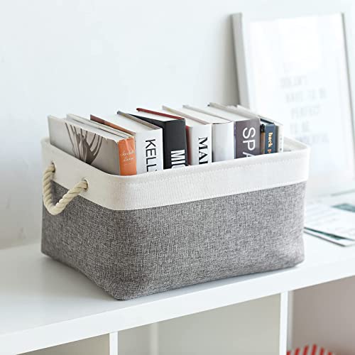 Organization and Storage Basket for Organizing (White&Grey / Large - 15.7Lx11.8Wx8.3H)