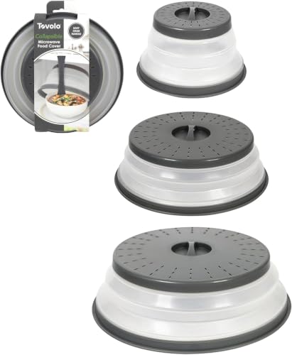 Microwave Splatter Cover for Food (Charcoal / Small/Medium/Large - 3-Pack)