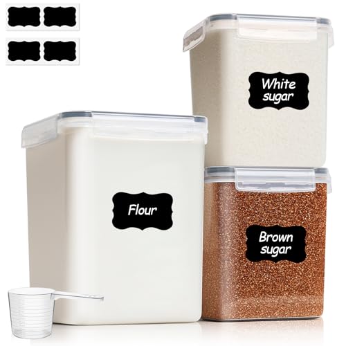 Airtight Flour and Sugar Container 2.6Qt & 5.5Qt 3Pack (5.5Qt/2.6Qt-Square)