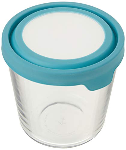 Trueseal Glass Food Storage Container with Airtight Lid (7 Cup Tall (Mineral Blue))
