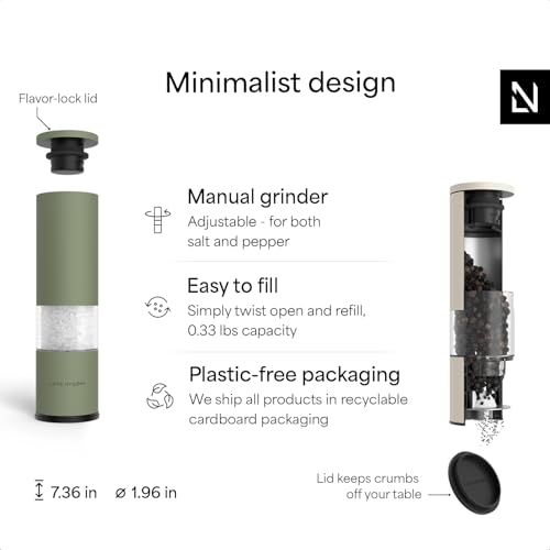 Salt and Pepper Grinder Set Manual (Sage Green/Cream Beige / Set of two manual grinders)