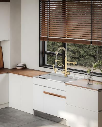 3 Way Kitchen Faucets with Sprayer and Water Filter Brushed Gold (Brushed Gold)