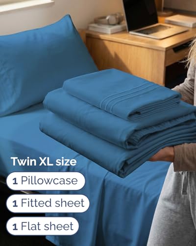 Twin XL 3 Piece Sheet Set (20 - Denim Blue / Twin XL)