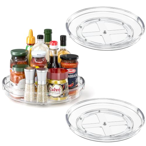 3 Pack 10.6'' Lazy Susan Organizer Turntable for Cabinet (Clear / 3 Pack 10.6in)