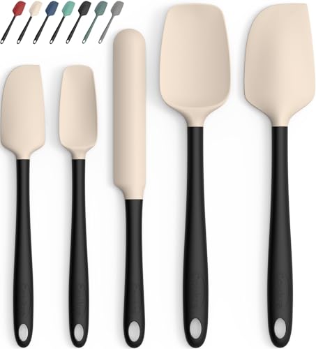 Silicone Spatula Set of 5 (Beige Black)