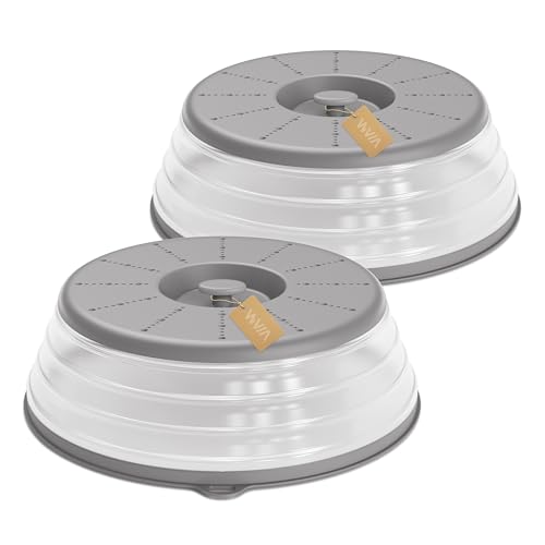 Microwave Splatter Cover Vented for Food with Hook Hole (2 packs-Grey / M(11"x3.26")-Pack of 2)