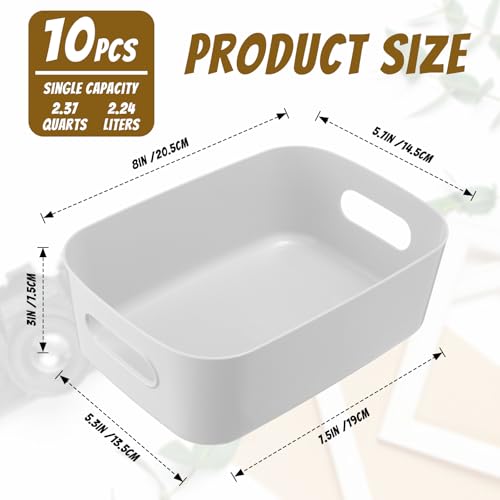 Grayish White Plastic Storage Bins (Grayish white / 8 x 5.7 x 3 Inch)