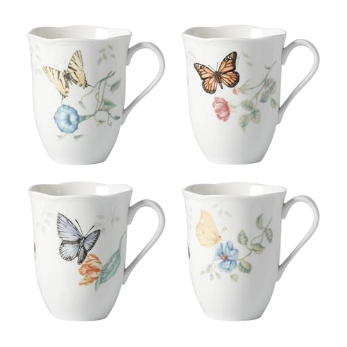 Butterfly Meadow Porcelain Mug Set for 4 (Mugs, Set of 4)