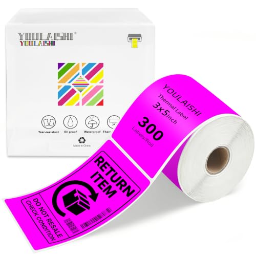 3 X 5 Inch Printable Waterproof Rectangle Color Coding Labels (Fluorescent Purple)