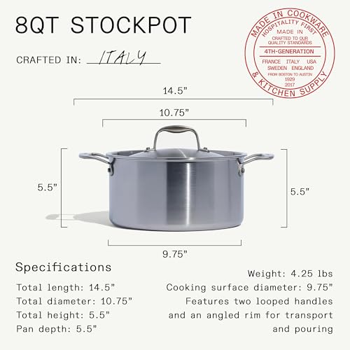 Cookware 8 Quart Stainless Steel Stock Pot With Lid (8 QT - Stock Pot)