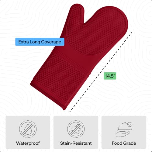 Silicone Oven Mitts (Red / 14.5" Oven Mitts)