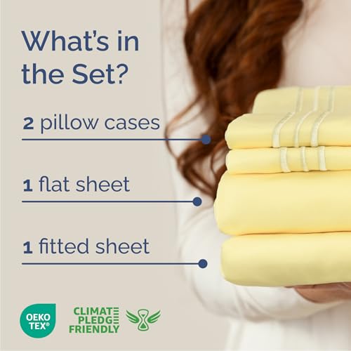 Queen Size 4 Piece Sheet Set (29 - Yellow / Queen)