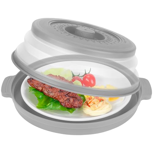 10.7 Inch Microwave Food Cover with Heat Insulation Mat (Gray)