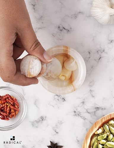 Marble Mortar and Pestle Set 2.5" Small Spice & Herb Grinder (White Onyx / 2.5" Inches)